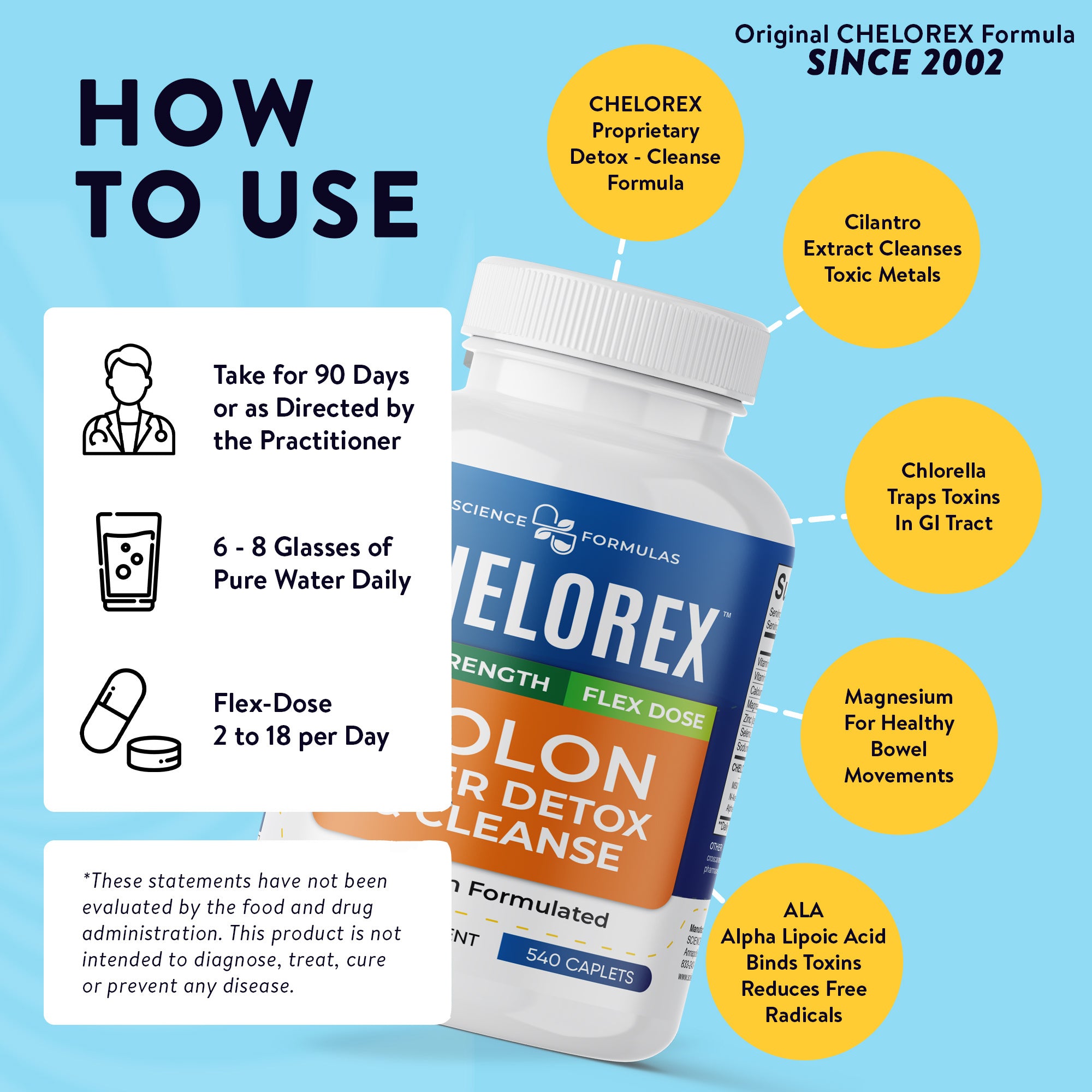 CHELOREX Total Body Detox & Cleanse - 540 Caplet Mega Bottle