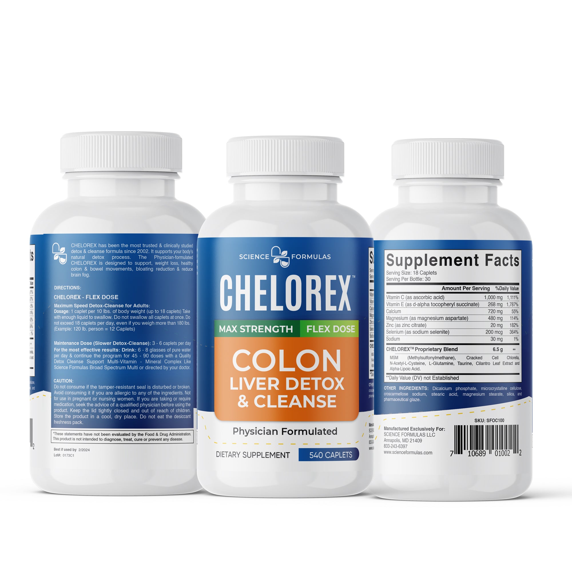 CHELOREX Total Body Detox & Cleanse - 540 Caplet Mega Bottle